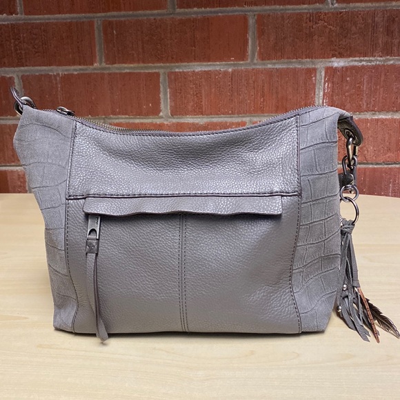 The Sak Handbags - The Sak light grey leather shoulder bag.